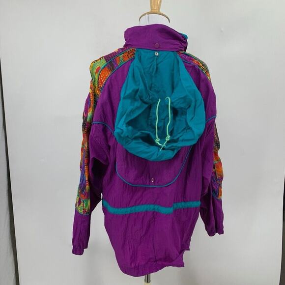 Vintage Reebok Jacket Womens M Medium Multi Retro Full Zip Hoodie Oversized - Picture 6 of 11